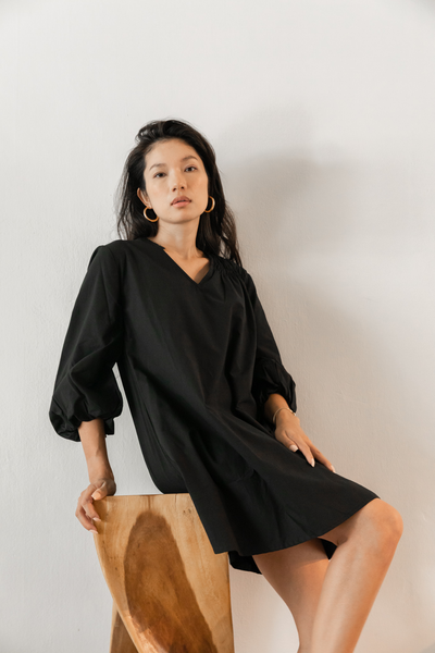 Su By Hand Chloe Dress in Black, available on ZERRIN with free Singapore shipping