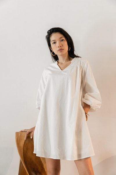 Su By Hand Chloe Dress in Cream, available on ZERRIN with free Singapore shipping