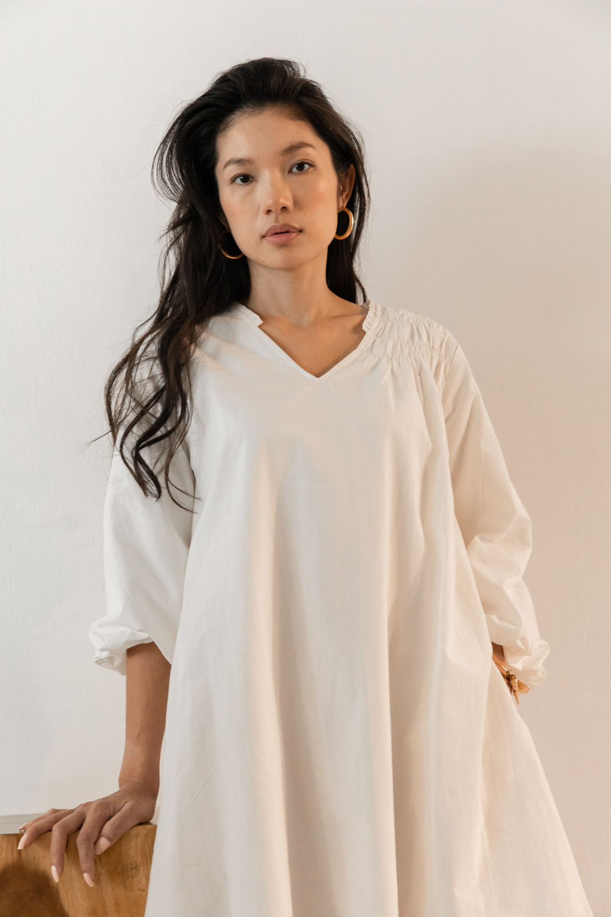 Su By Hand Chloe Dress in Cream, available on ZERRIN with free Singapore shipping