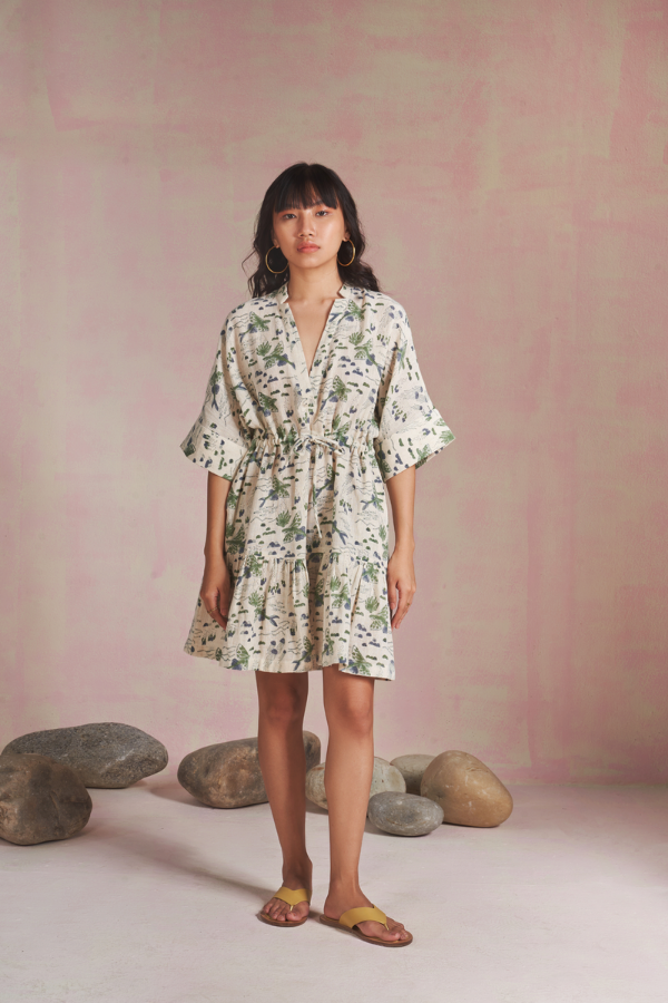 Sui Ocean Bloom Kala Cotton Dress, womens sustainable summer dresses available on ZERRIN with free Singapore shipping