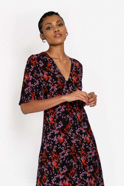 Hide The Label Delphi V Front Dress in Pink Floral, available in ZERRIN
