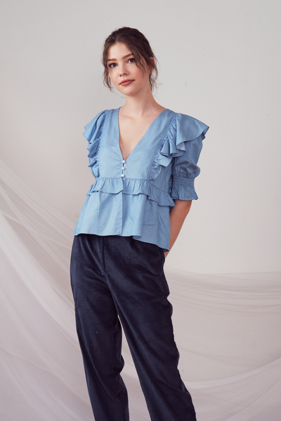 Lily & Lou Kirby Top in Blue, available in ZERRIN