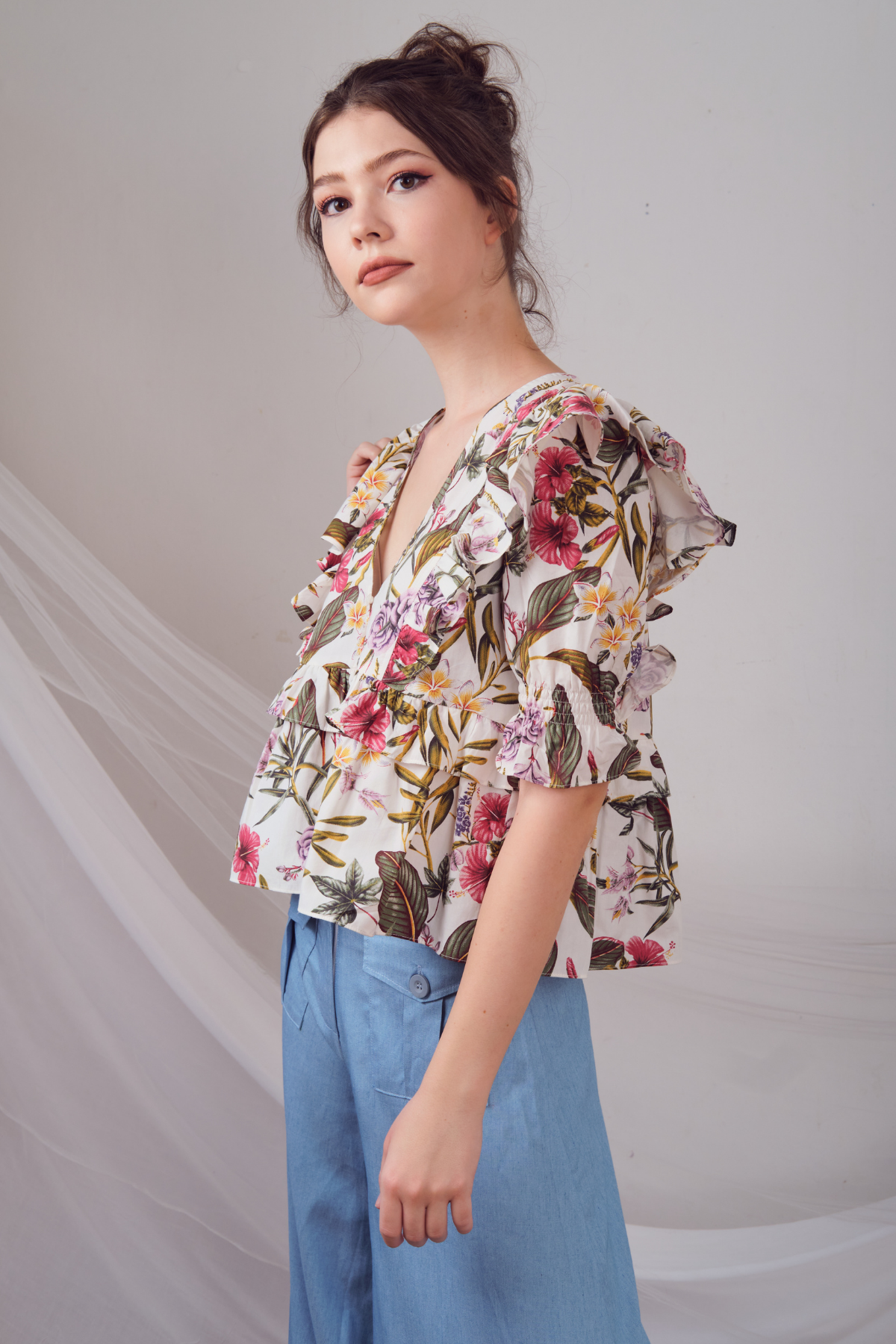 Lily & Lou Kirby Top in Floral, available in ZERRIN