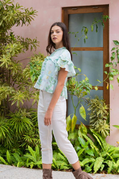 Lily & Lou Ulla Blouse in Leafy, available in ZERRIN