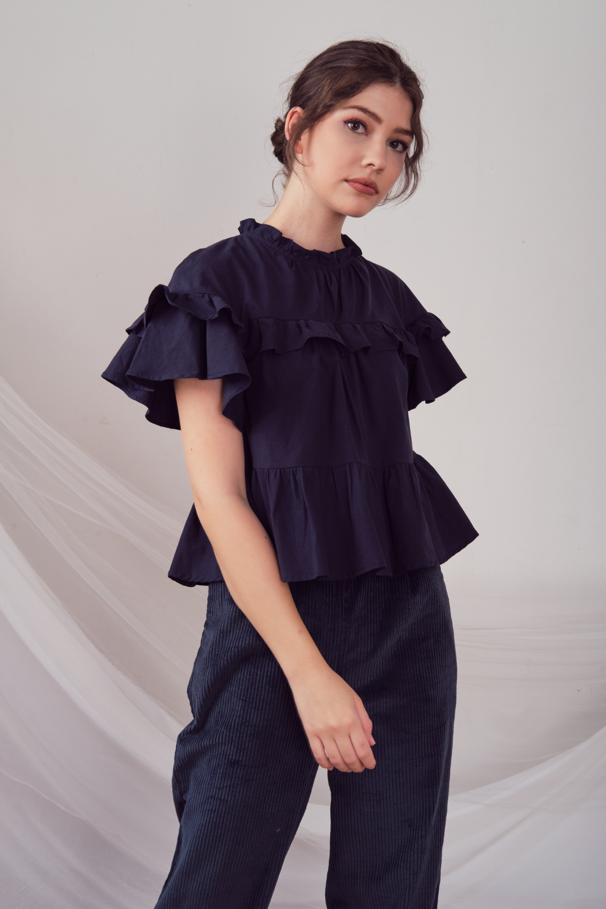 Lily & Lou Ulla Blouse in Navy, available in ZERRIN