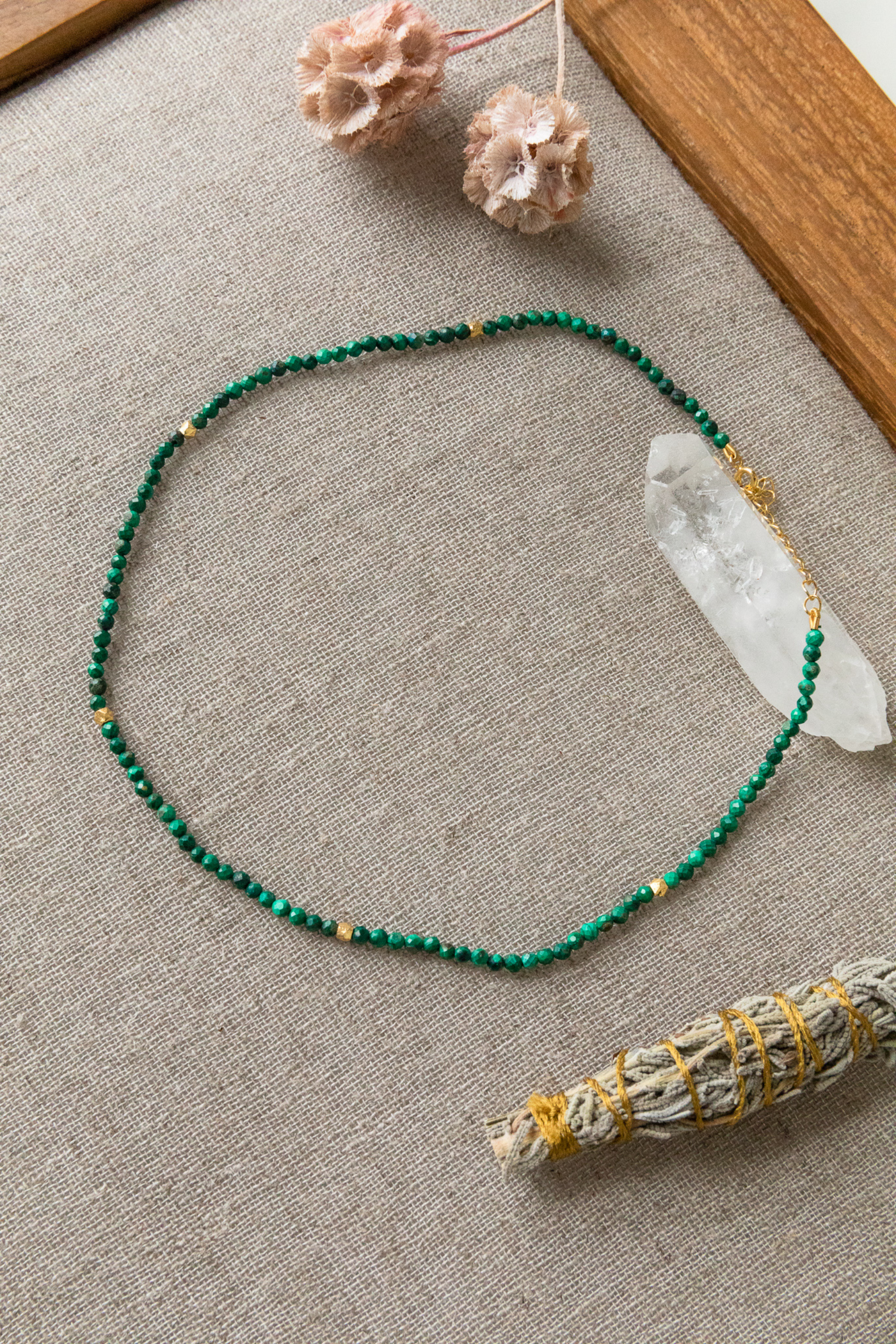 Green Gaea Emerald & Gold Necklace, available on ZERRIN with free Singapore shipping