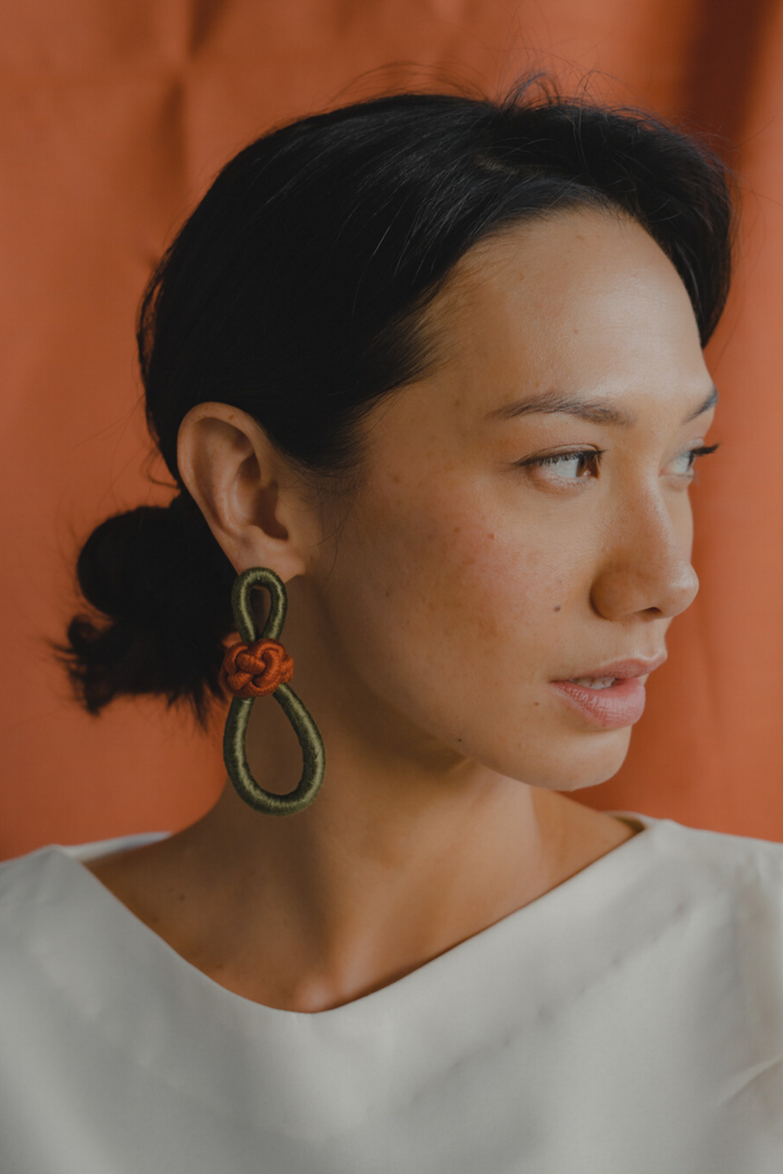 Talee Ania Loop Earrings in Pine & Sunset, available on ZERRIN with free Singapore shipping