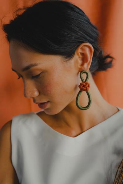 Talee Ania Loop Earrings in Pine & Sunset, available on ZERRIN with free Singapore shipping