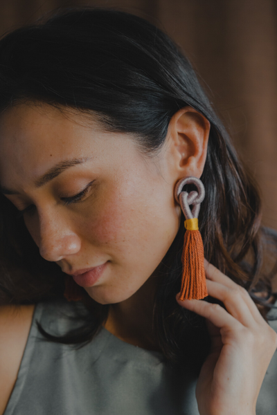 Talee Bayu Knot Earrings in Mauve & Red Earth, available on ZERRIN with free Singapore shipping
