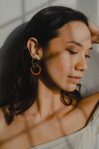 Talee Zia Loop Earrings in Pine & Sunset, available on ZERRIN with free Singapore shipping