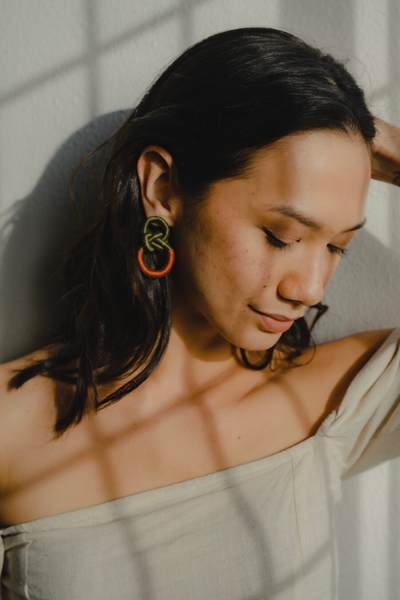 Talee Zia Loop Earrings in Pine & Sunset, available on ZERRIN with free Singapore shipping
