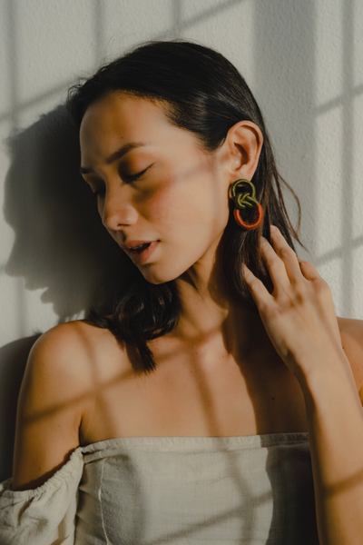 Talee Zia Loop Earrings in Pine & Sunset, available on ZERRIN with free Singapore shipping