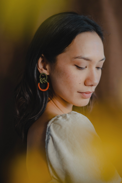 Talee Zia Loop Earrings in Pine & Sunset, available on ZERRIN with free Singapore shipping