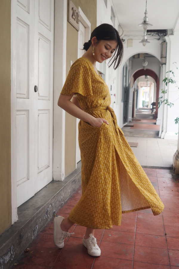 Bria Wrap Dress in Mustard