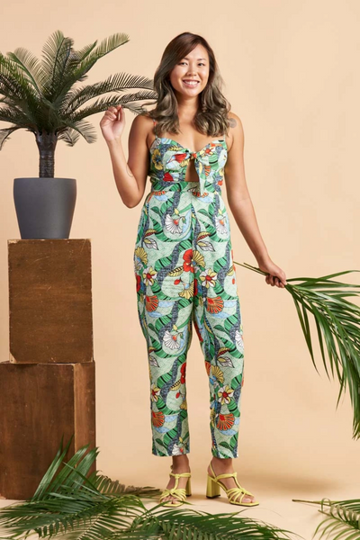 OliveAnkara Enu Tie Front Jumpsuit, available on ZERRIN with free Singapore shipping