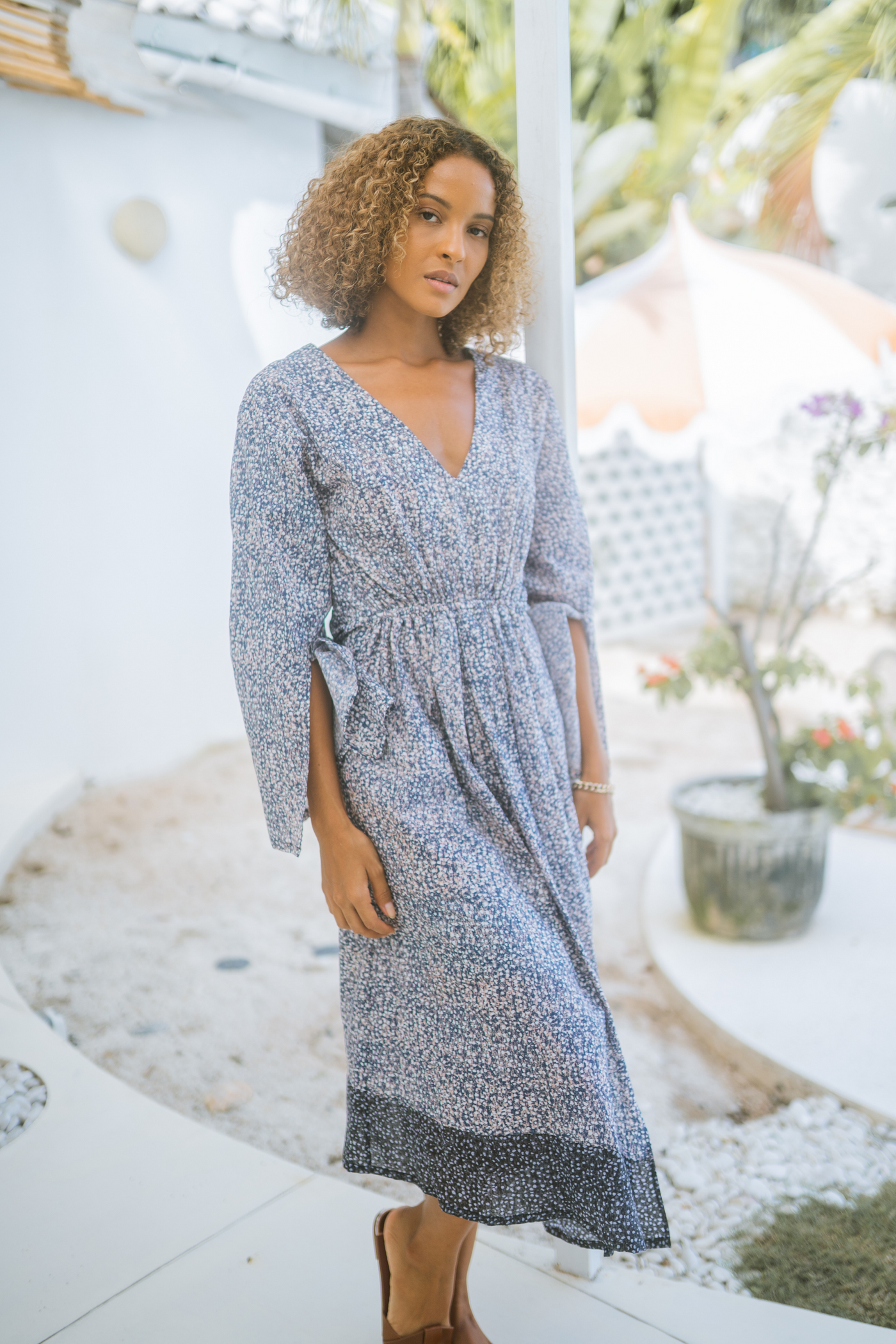 One Puram Chela Dress in Blue Stone, available on ZERRIN with free Singapore shipping