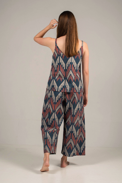 Nost Kai Flare Pants in Facade Navy, available in ZERRIN
