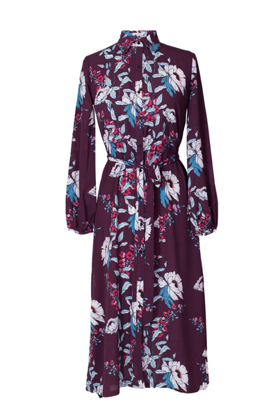 Hide the Label Acacia Shirt Dress in Plum Peony Print, available on ZERRIN with free Singapore shipping