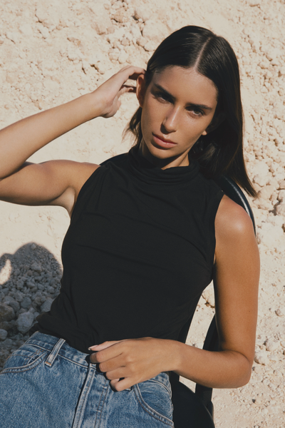 Sans Faff Gracie Sleeveless Turtleneck Top, available on ZERRIN with free Singapore shipping