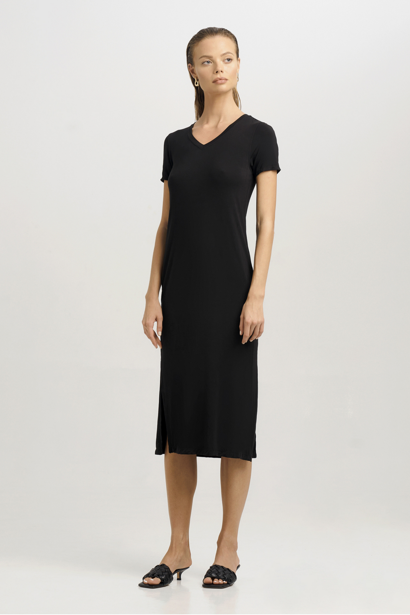 Marie V-Neck Bamboo Fabric Dress by Sans Faff, available on ZERRIN with free Singapore shipping