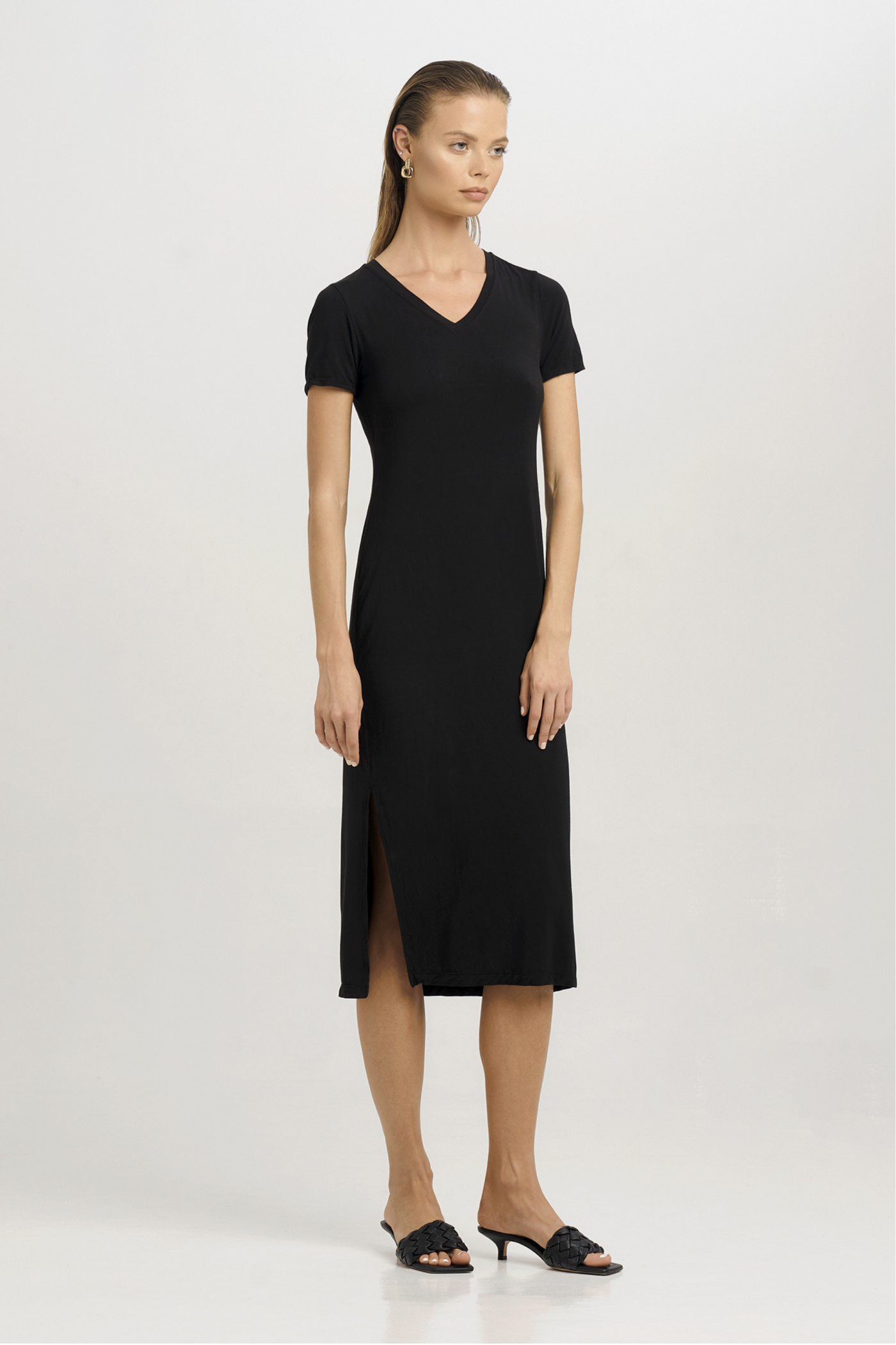 Marie V-Neck Bamboo Fabric Dress by Sans Faff, available on ZERRIN with free Singapore shipping
